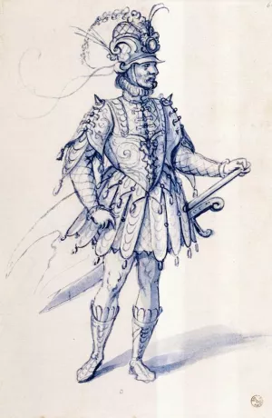 Costume Drawing for a Knight by Giuseppe Arcimboldo Oil Painting