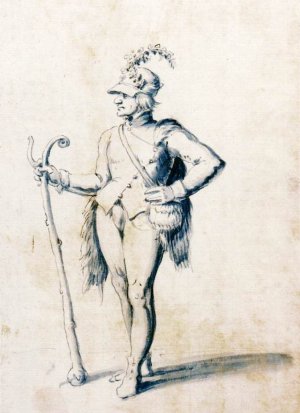 Costume Drawing for a Male Figure with Stave Oil painting by Giuseppe Arcimboldo