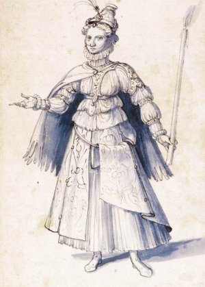 Costume Drawing of a Woman Bearing a Torch Oil painting by Giuseppe Arcimboldo