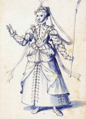 Costume Drawing of a Woman with Torch Oil painting by Giuseppe Arcimboldo