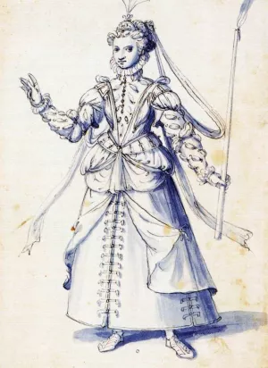 Costume Drawing of a Woman with Torch painting by Giuseppe Arcimboldo