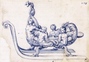 Sketch for a Sleigh with a Siren Oil painting by Giuseppe Arcimboldo