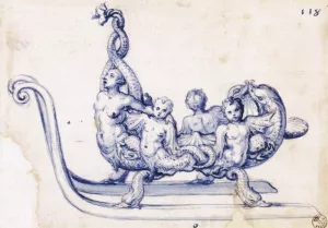 Sketch for a Sleigh with a Siren painting by Giuseppe Arcimboldo