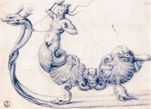 Sketch for a Sleigh with Figures of Sirens Oil painting by Giuseppe Arcimboldo