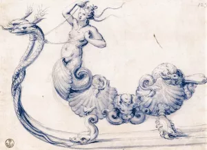 Sketch for a Sleigh with Figures of Sirens by Giuseppe Arcimboldo Oil Painting