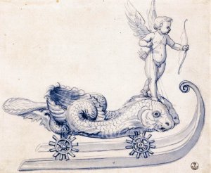 Sketch for a Sleigh with Figures by Giuseppe Arcimboldo Oil Painting