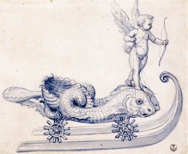 Main Product Photo of Sketch for a Sleigh with Figures Painting by Giuseppe Arcimboldo