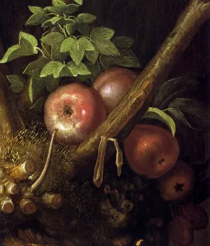 The Four Seasons in one Head Detail painting by Giuseppe Arcimboldo