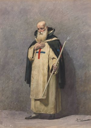 An Elderly Priest Standing by Giuseppe Aureli Oil Painting