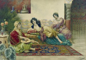 Idle Hours In The Harem by Giuseppe Aureli Oil Painting