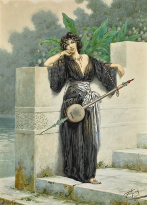 Idle Moments by Giuseppe Aureli Oil Painting