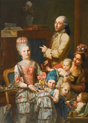 Portrait Of Antonio Ghedini And His Family by Giuseppe Baldrighi Oil Painting