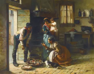 The Fishseller by Giuseppe Barison Oil Painting