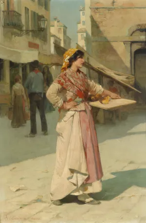 Venezianische Verkauferin by Giuseppe Barison Oil Painting