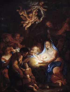 The Adoration of the Shepherds Oil painting by Giuseppe Bartolomeo Chiari