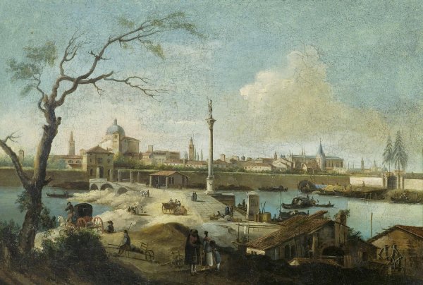 Capriccio mit der Ansicht von Padua by Giuseppe Bernardino Bison - Hand-Painted Oil Painting Reproduction
