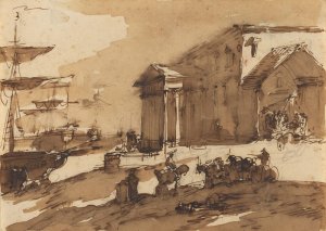 Capriccio of a Port Scene by Giuseppe Bernardino Bison Oil Painting