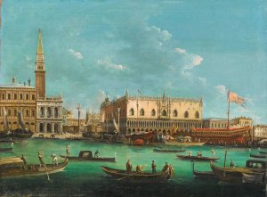 The Bucintoro at the Molo, Venice, on Ascension Day by Giuseppe Bernardino Bison Oil Painting