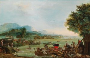 The flooding of the Tagliamento river by Giuseppe Bernardino Bison Oil Painting