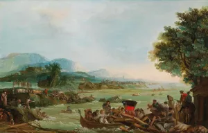 The flooding of the Tagliamento river by Giuseppe Bernardino Bison Oil Painting