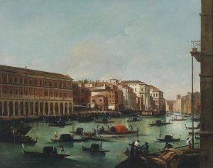 Venedig Canal Grande mit Fabbriche Nuove by Giuseppe Bernardino Bison Oil Painting
