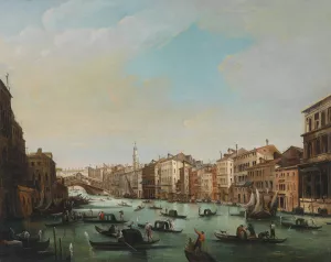 Venedig Canal Grande mit Ponte Rialto by Giuseppe Bernardino Bison Oil Painting
