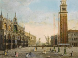 View of St. Mark's Square with the Piazzetta and San Giorgio Maggiore in the background by Giuseppe Bernardino Bison Oil Painting