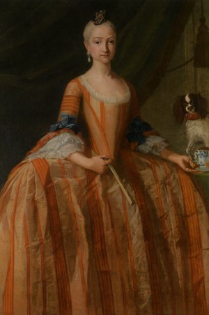 Portrait of the Infanta Maria Josefa de Borbon Full Length Oil painting by Giuseppe Bonito