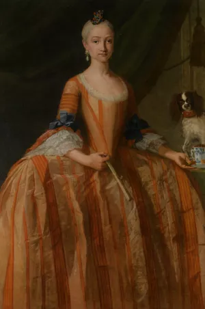 Portrait of the Infanta Maria Josefa de Borbon Full Length by Giuseppe Bonito - Oil Painting Reproduction