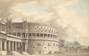 Architectural Fantasy of a Magnificent Ancient Mausoleum by Giuseppe Borsato Oil Painting