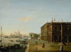 Venice, a view of the Molo with the Libreria by Giuseppe Borsato Oil Painting
