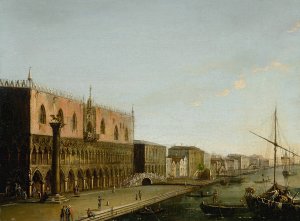Venice, a view of the Molo with the Palazzo Ducale by Giuseppe Borsato Oil Painting