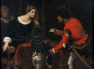 Caterina Cornaro, Queen of Cyprus, Receiving a Letter from the Council by Giuseppe Caletti Oil Painting