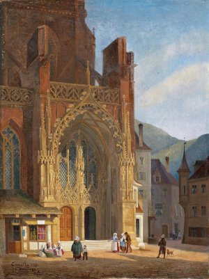Chartres Cathedral by Giuseppe Canella Oil Painting