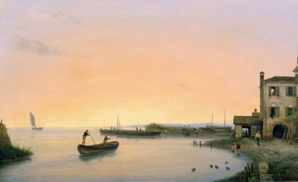 Main Product Photo of Chioggia vor Sonnenaufgang  Painting by Giuseppe Canella