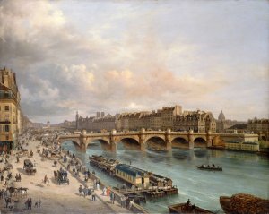 La Cite et le Pont-Neuf, vus du quai du Louvre by Giuseppe Canella Oil Painting