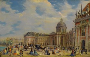 Le Bibliotheque Mazarine by Giuseppe Canella Oil Painting