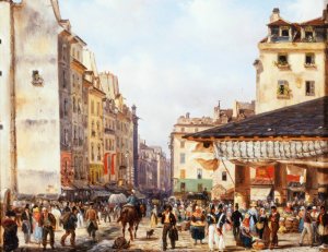 Les Halles by Giuseppe Canella Oil Painting
