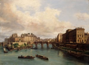 L'Ile de la Cite et le quai Conti, vus de la passerelle des Arts by Giuseppe Canella Oil Painting