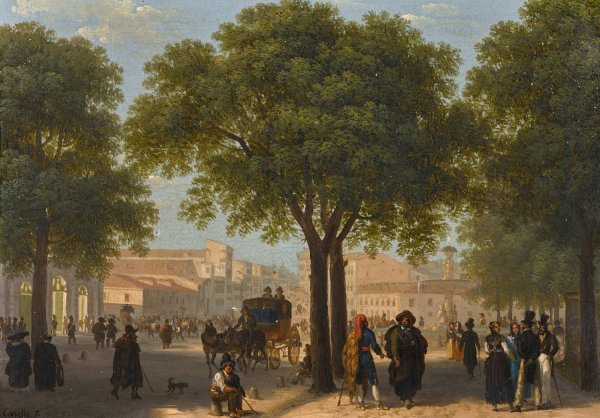 Main Product Photo of Paseo Del Prado, Madrid Painting by Giuseppe Canella