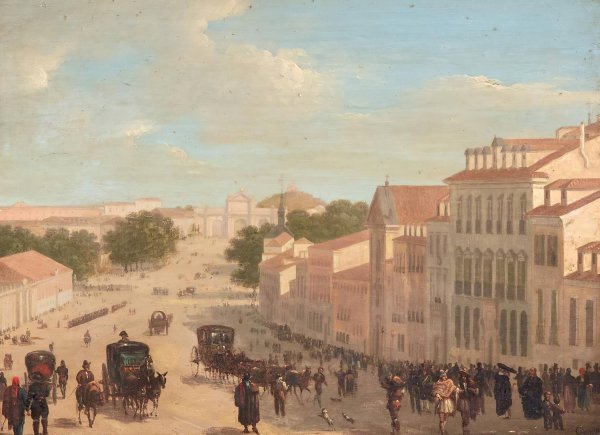 Main Product Photo of Paseo del Prado, Madrid Painting by Giuseppe Canella
