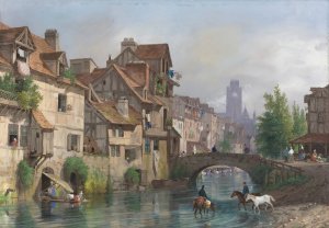 View Of Rouen by Giuseppe Canella Oil Painting