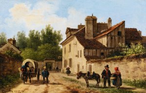 Village Street In The Suburbs Of Paris by Giuseppe Canella Oil Painting