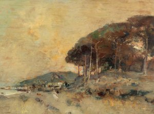 Mediterranean Coast at Dusk by Giuseppe Casciaro Oil Painting
