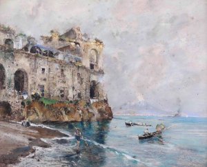 Palazzo Donn'Anna, Napoli by Giuseppe Casciaro Oil Painting