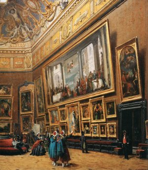 View of the Grand Salon Carre in the Louvre Detail