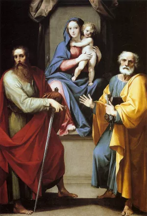Madonna and Child with Sts. Peter and Paul by Giuseppe Cesari - Oil Painting Reproduction