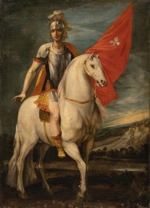Saint Louis of Toulouse on horseback by Giuseppe Cesari Oil Painting