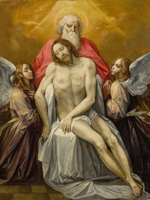 The Dead Christ Supported By God The Father And Two Angels by Giuseppe Cesari Oil Painting
