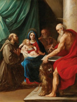 The Holy Family with Saint Francis and Saint Jerome by Giuseppe Cesari Oil Painting